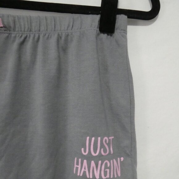 JUSTICE | size 16/18 | "Just Hangin' Out" Grey Lounge Shorts | Pink Drawstring - Picture 5 of 14